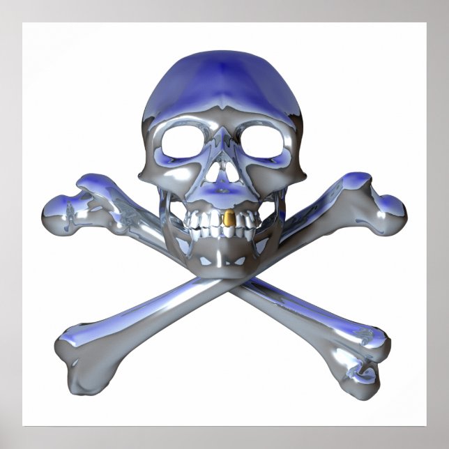 Chrome skull and crossbones poster (Vorne)