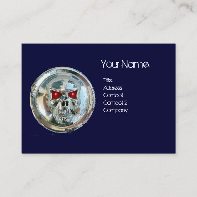 CHROME SKULL BLAU UND RED RUBY MONOGRAM VISITENKARTE (Vorderseite)