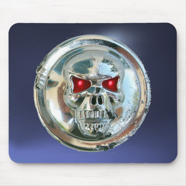CHROME SKULL, Blauer Topaz Mousepad (Vorne)