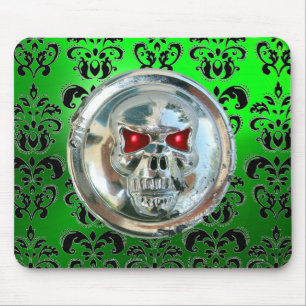 CHROME SKULL ,Damask, grüner Smaragd Mousepad