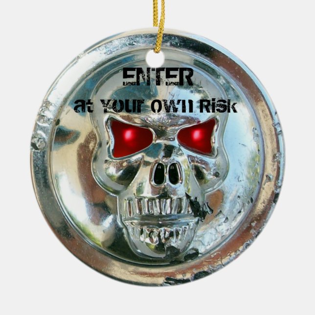CHROME SKULL DAMASK TÜR HANGER KERAMIK ORNAMENT (Vorne)