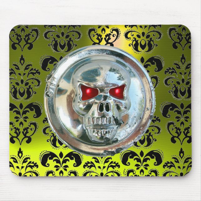 CHROME SKULL, Damaskus, gelbes Topaz Mousepad (Vorne)