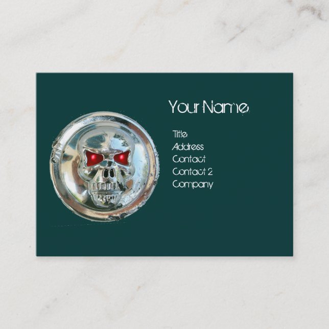 CHROME SKULL GREEN UND RED RUBY MONOGRAM VISITENKARTE (Vorderseite)