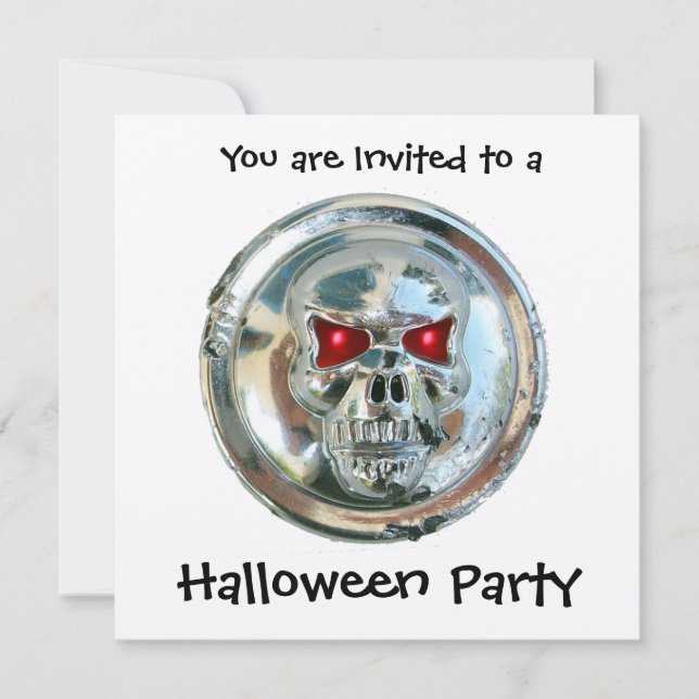 CHROME SKULL HALLOWEEN-PARTY EINLADUNG (Vorderseite)