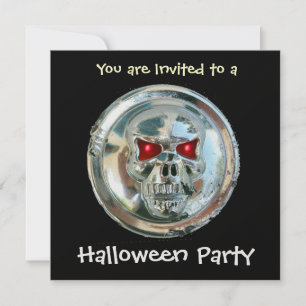 CHROME SKULL HALLOWEEN-PARTY Ice Metallic Einladung