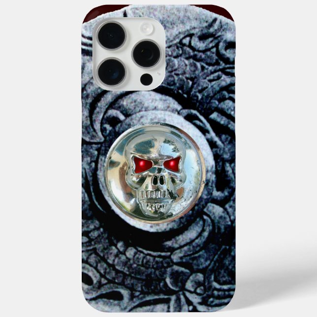 CHROME SKULL MIT FANTASY GRIFFINS iPhone 15 PRO MAX HÜLLE (Rückseite)
