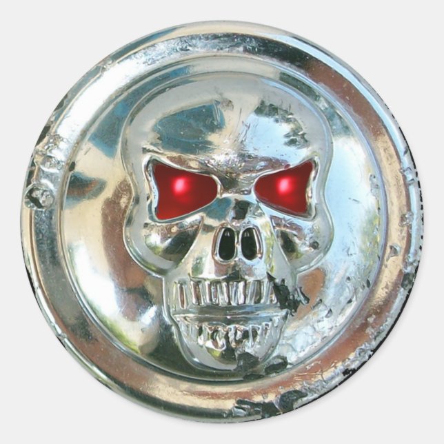 CHROME SKULL RUNDER AUFKLEBER (Vorderseite)