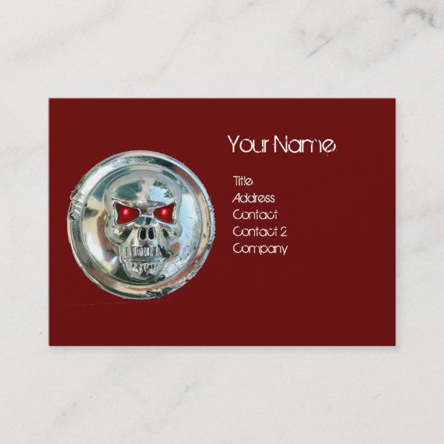 CHROME SKULL SCHWARZ UND ROT RUBY MONOGRAM VISITENKARTE (Vorderseite)