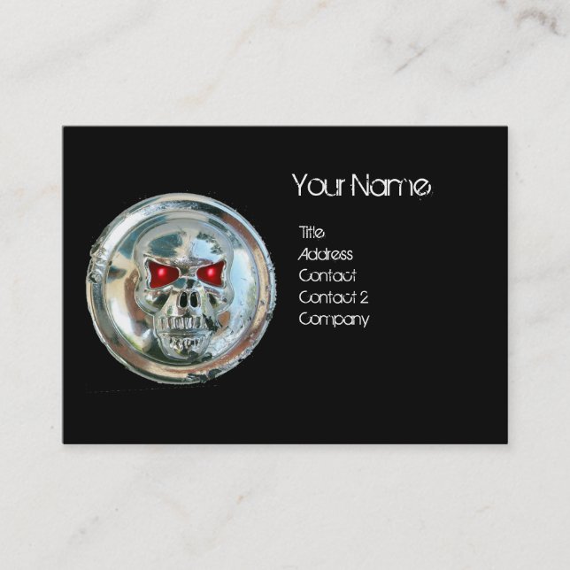 CHROME SKULL SCHWARZ UND ROT RUBY MONOGRAM VISITENKARTE (Vorderseite)
