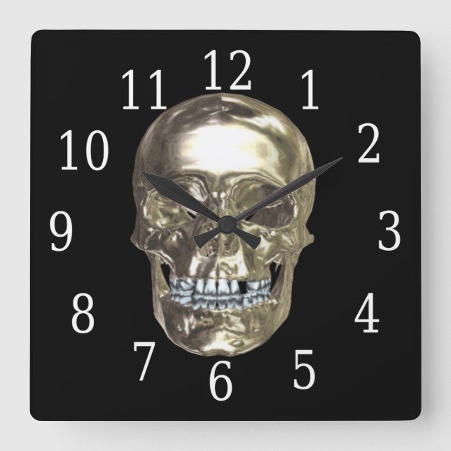 Chrome Skull Square Uhr (Vorderseite)