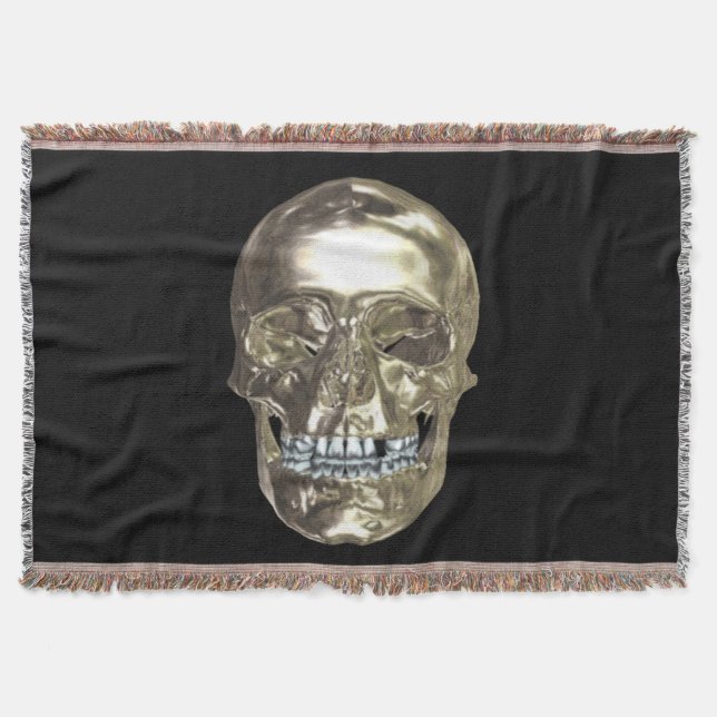 Chrome Skull Throw Blanket Decke (Vorderseite)