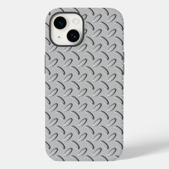 Chrome Steel Diamond Plate Case-Mate iPhone 14 Hülle (Rückseite)