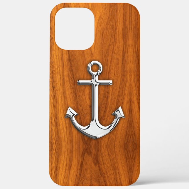 Chrome Style Anchor auf Teak Veneer Case-Mate iPhone Hülle (Rückseite)