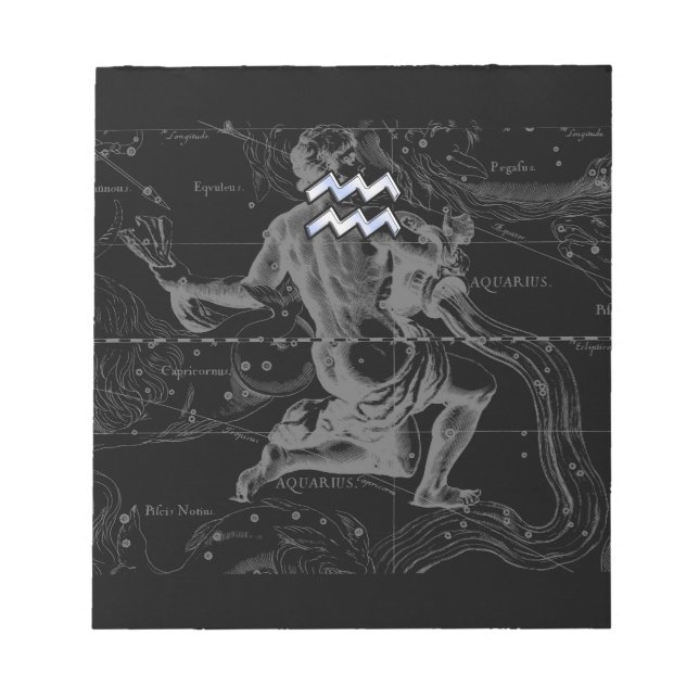 Chrome Style Aquarius Zodiac Symbol on Hevelius Notizblock (Vorderseite)