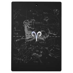 Chrome Style Aries Zodiac Sign auf Hevelius Klemmbrett