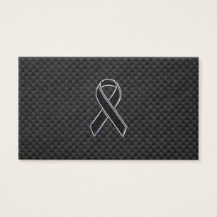 Chrome Style Black Ribbon Awareness Carbon Fiber