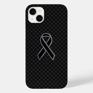 Chrome Style Black Ribbon Awareness Carbon Fibre Case-Mate iPhone 14 Plus Hülle