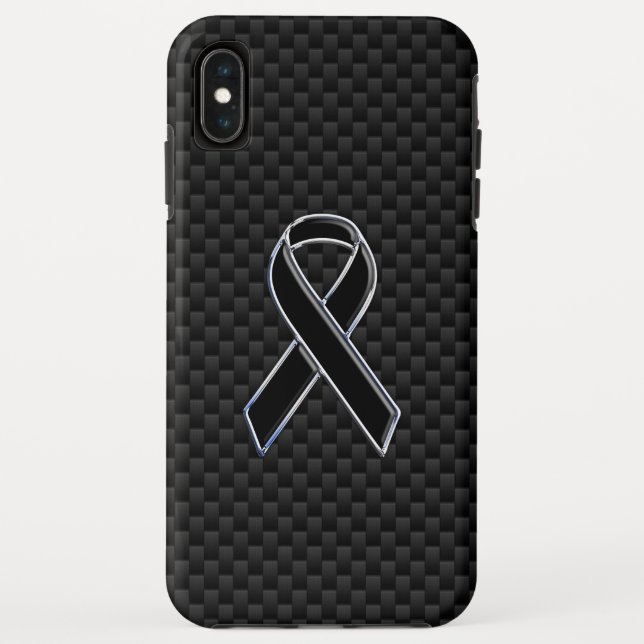 Chrome Style Black Ribbon Awareness Carbon Fibre Case-Mate iPhone Hülle (Rückseite)
