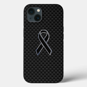Chrome Style Black Ribbon Awareness Carbon Fibre Case-Mate iPhone Hülle