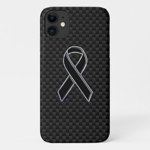 Chrome Style Black Ribbon Awareness Carbon Fibre Case-Mate iPhone Hülle