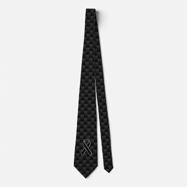 Chrome Style Black Ribbon Awareness Carbon Fibre Krawatte (Vorderseite)