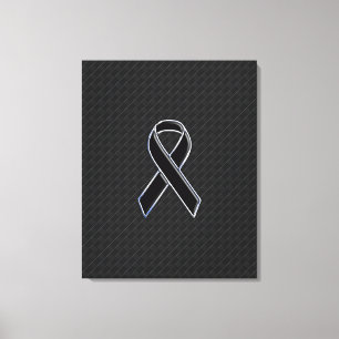 Chrome Style Black Ribbon Awareness Leinwanddruck