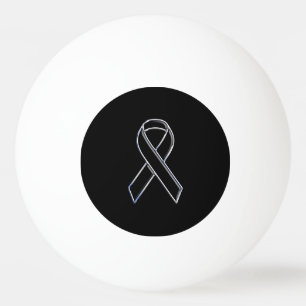 Chrome Style Black Ribbon Awareness on Black Tischtennisball