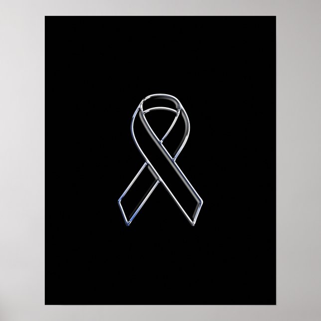 Chrome Style Black Ribbon Awareness Poster (Vorne)