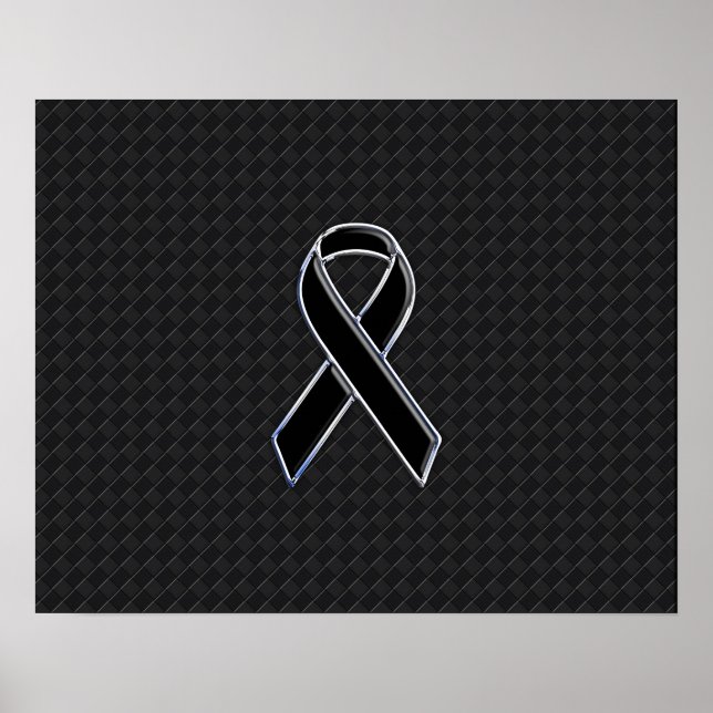 Chrome Style Black Ribbon Awareness Poster (Vorne)