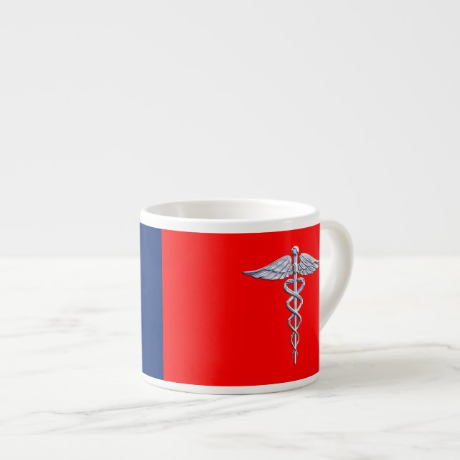 Chrome Style Caduceus Medical Symbol League Espressotasse (Vorderseite Rechts)