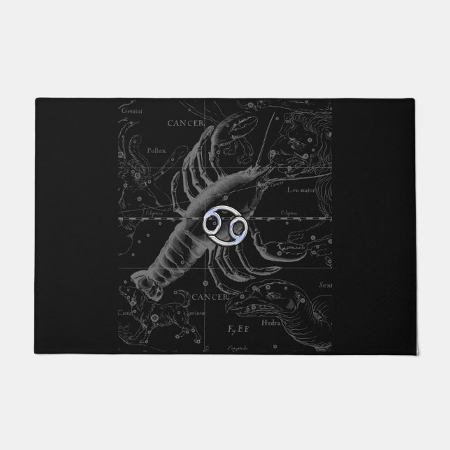 Chrome Style Cancer Zodiac Sign auf Hevelius 1690 Fußmatte (Vorderseite)
