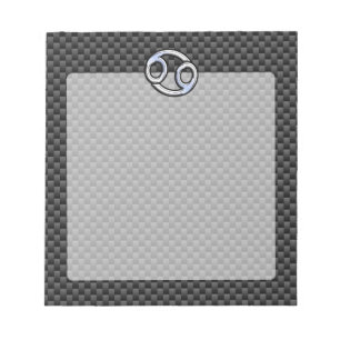 Chrome Style Cancer Zodiac Sign Carbon Fibre Print Notizblock