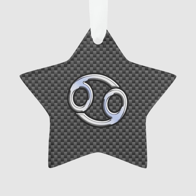 Chrome Style Cancer Zodiac Sign Carbon Fibre Print Ornament (Vorderseite)