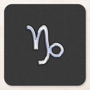 Chrome Style Capricorn Zodiac Sign on Snake Stil Rechteckiger Pappuntersetzer