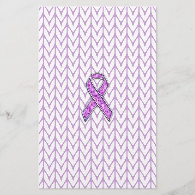 Chrome Style Crystal Pink Ribbon Awareness Strick Briefpapier (Vorderseite)
