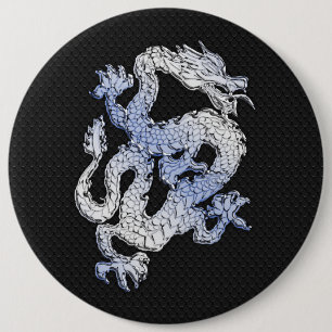 Chrome Style Dragon auf Black Snake Skin Print Button