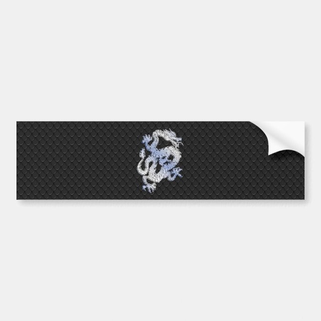 Chrome Style Dragon in Black Snake Skin Print Autoaufkleber (Vorne)