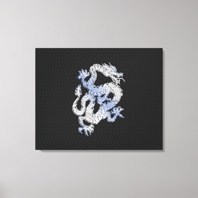 Chrome Style Dragon on Black Snake Skin Print Leinwanddruck (Vorderseite)