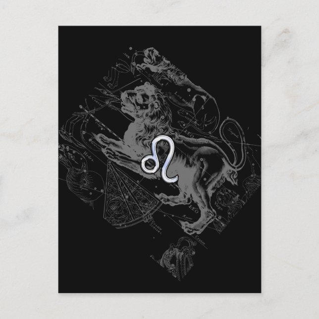 Chrome Style Leo Zodiac Carte Hevelius 1690 (Devant)