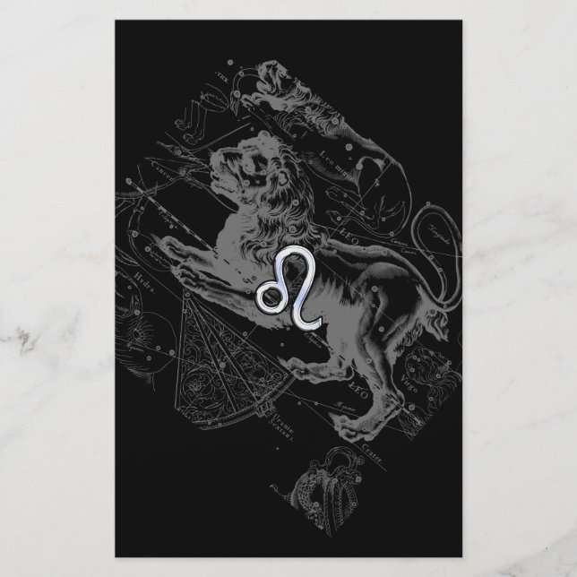 Chrome Style Leo Zodiac Karte Hevelius 1690 (Vorderseite)