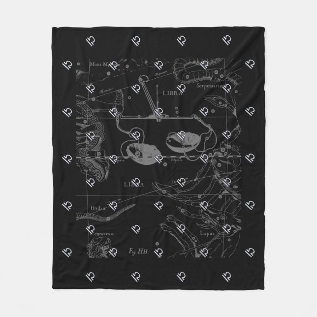 Chrome Style Libra Zodiac-Zeichen auf Hevelius Fleecedecke (Vorderseite)