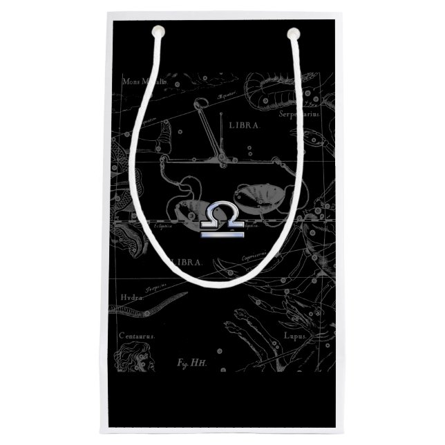 Chrome Style Libra Zodiac-Zeichen auf Hevelius Kleine Geschenktüte (Vorderseite)