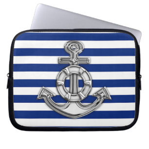 Chrome Style Lifesaver auf Blue Stripes Laptopschutzhülle