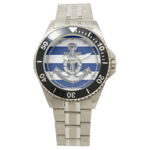 Chrome Style Lifesaver auf nautischen Streifen Armbanduhr