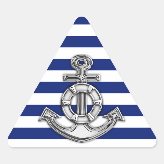 Chrome Style Lifesaver auf nautischen Streifen Dreieckiger Aufkleber (Vorderseite)