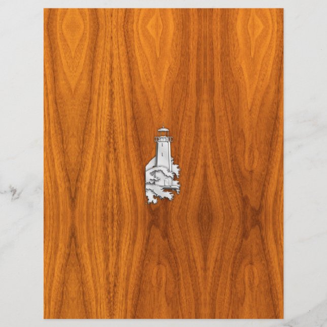 Chrome Style Lighthouse auf Teak Wood Deco (Vorderseite)