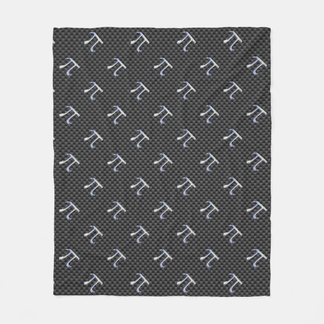 Chrome Style Pi Symbol auf Carbon Fibre Print Fleecedecke (Vorderseite)