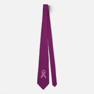Chrome Style Pink Ribbon Awareness Carbon Fibre Krawatte