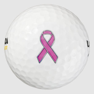 Chrome Style Pink Ribbon-Bewusstsein Golfball