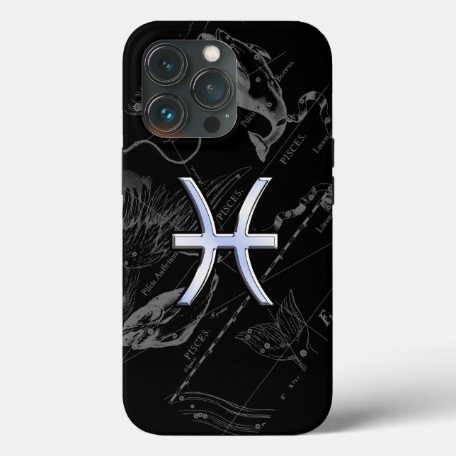 Chrome Style Pisces Zodiac Symbol auf Hevelius Case-Mate iPhone Hülle (Rückseite)